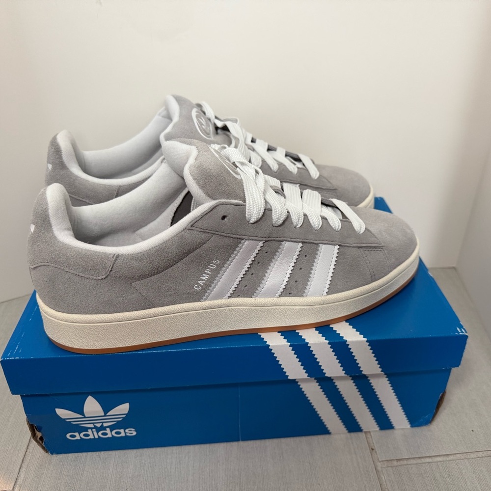 adidas Campus Gray and White Athletic Shoes